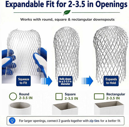Aluminum Alloy Gutter Guard Filter, Roof Rain Gutter Downspout Strainer, Anti‑Clog Leaf Debris Catcher for Home Drainage System