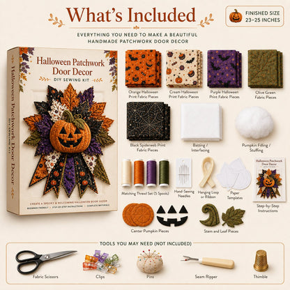 ⏳ Last Day 49% OFF – 🎃 Beginner-Friendly Oversized Halloween Character Quilted Door Hanger Sewing Kit | Complete Kit with All Tools & Step-by-Step Guide Included 💕