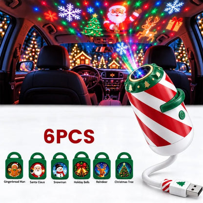 🎄 Merry Ride Christmas Car Projector Light – 24 Festive Slides