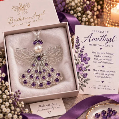 👼 Birthstone Angel Wire Ornament | 12 Month Keepsake Colors