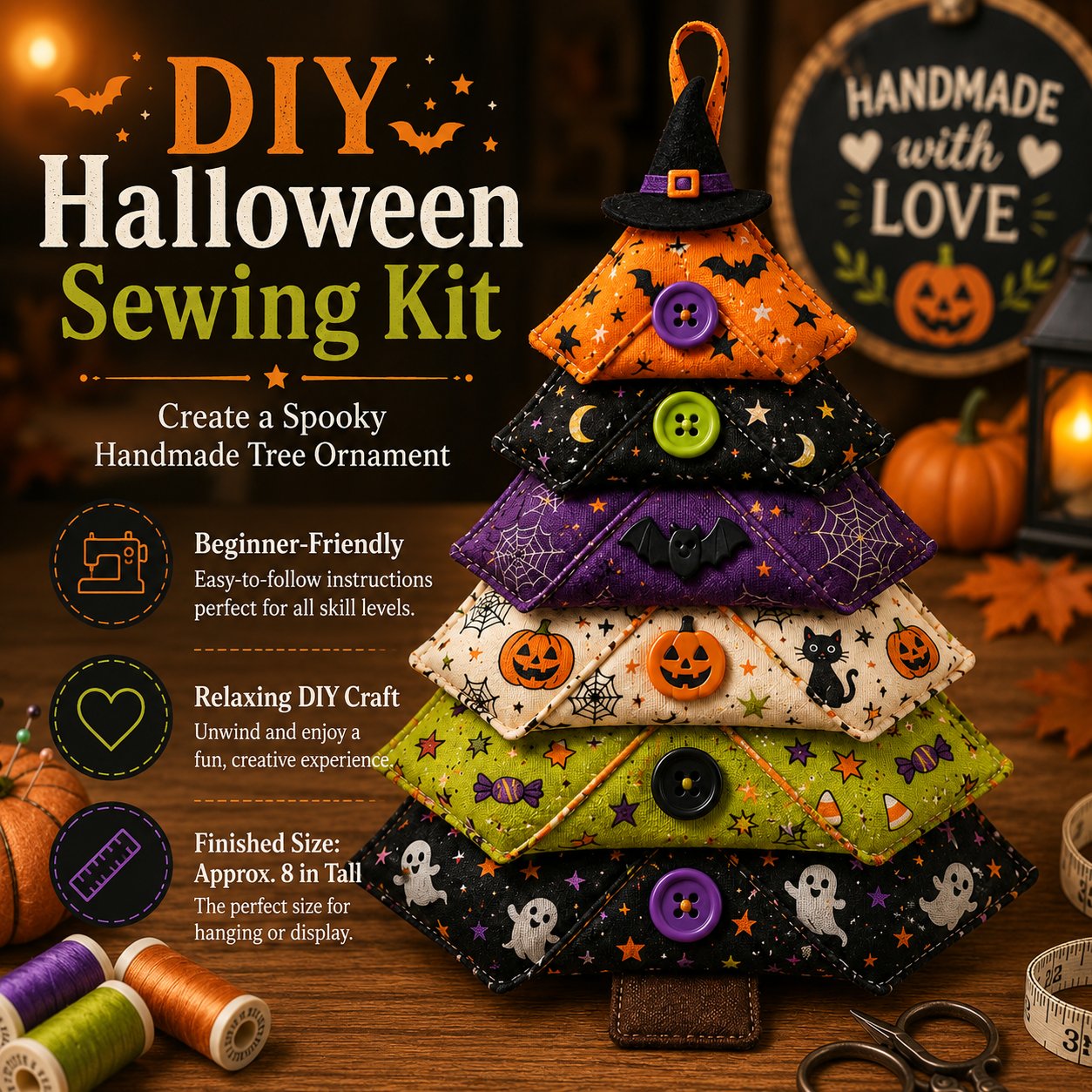 🎄 Layered Fabric Tree Ornament DIY Sewing Kit 🎁 Create A Cozy Handmade Fabric Tree Ornament  ✨