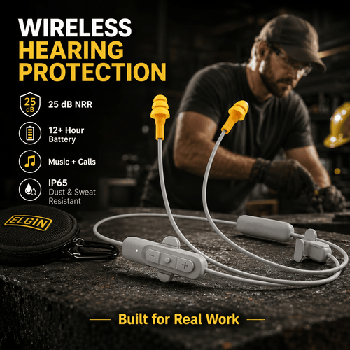 🎧 25dB NRR Wireless Hearing Protection Earbuds – 12+H Battery, Bluetooth & IP65