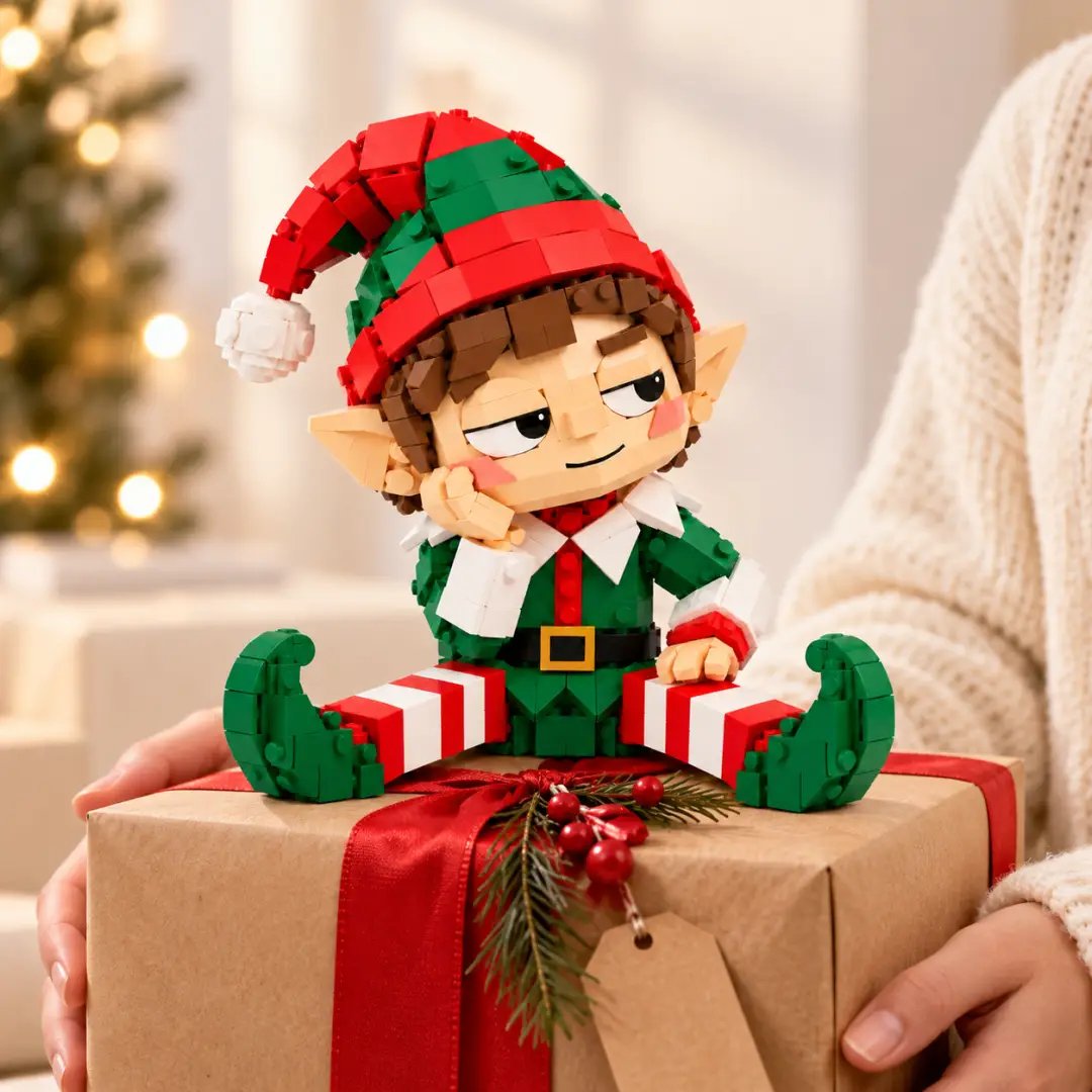 🎅 Off-Duty Christmas Elf Building Set – Funny Holiday Desk Decor