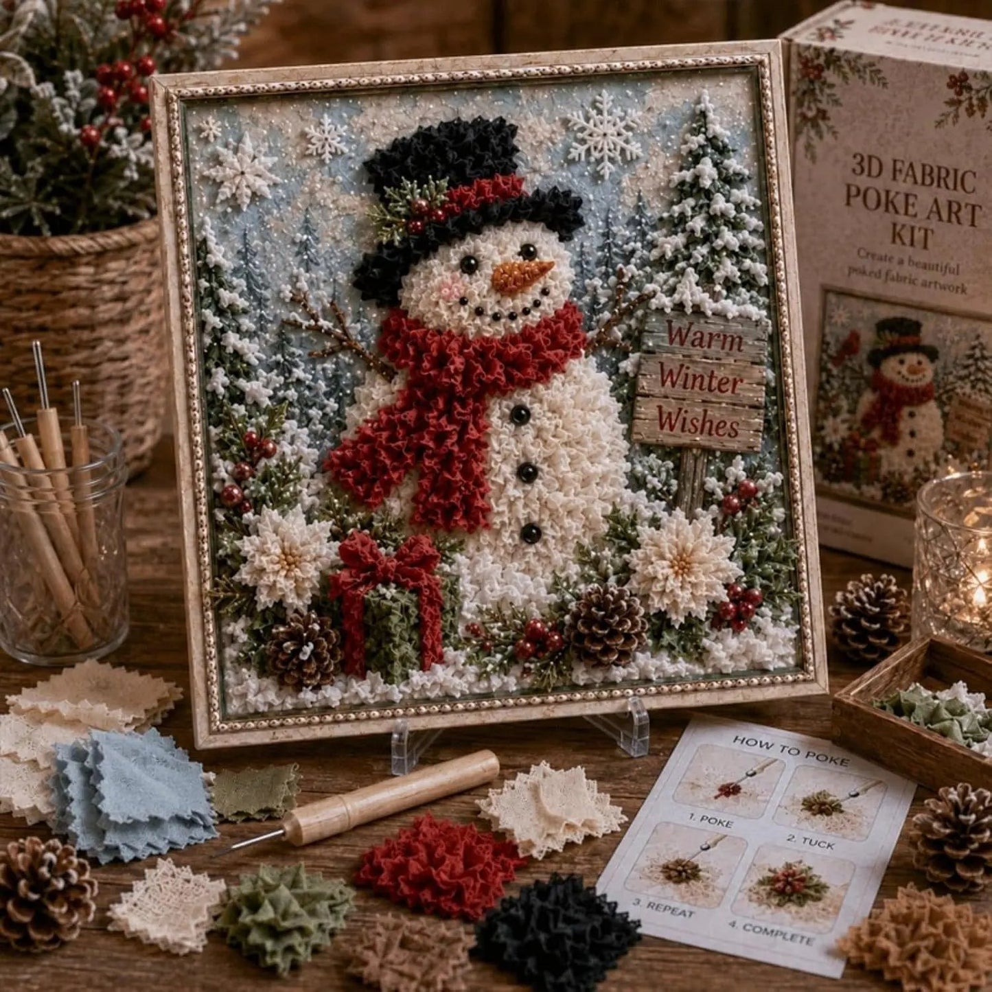 🔥2026 HOT SALE 49% OFF 💥🎄 3D Christmas Fabric Poke Art DIY Craft Kit
