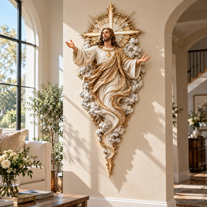 🔥✝️ Light of the World Jesus Wall Sculpture – A Radiant Symbol of Faith for the Home✝️
