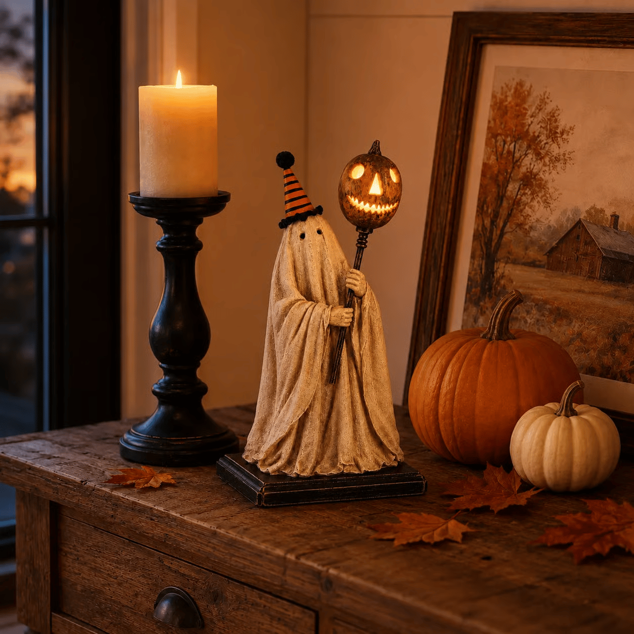 🎁🎉Only $29.99 This Week🌟👻Halloween Light-Up Pumpkin and Ghost Wand Ornament🎃