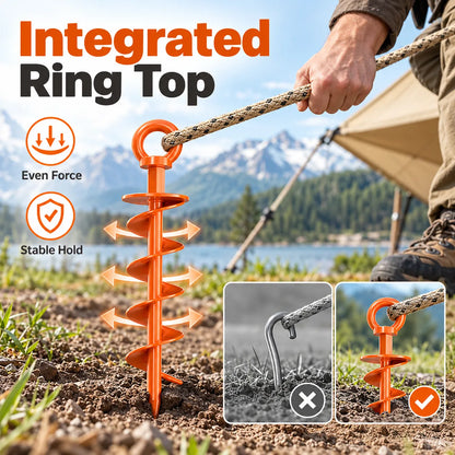 Heavy-Duty Spiral Ground Anchors Cast Steel Screw-In Ground Stakes for Securing Trampolines, Tents & Canopies Against Strong Winds, Outdoor Camping & Backyard Use