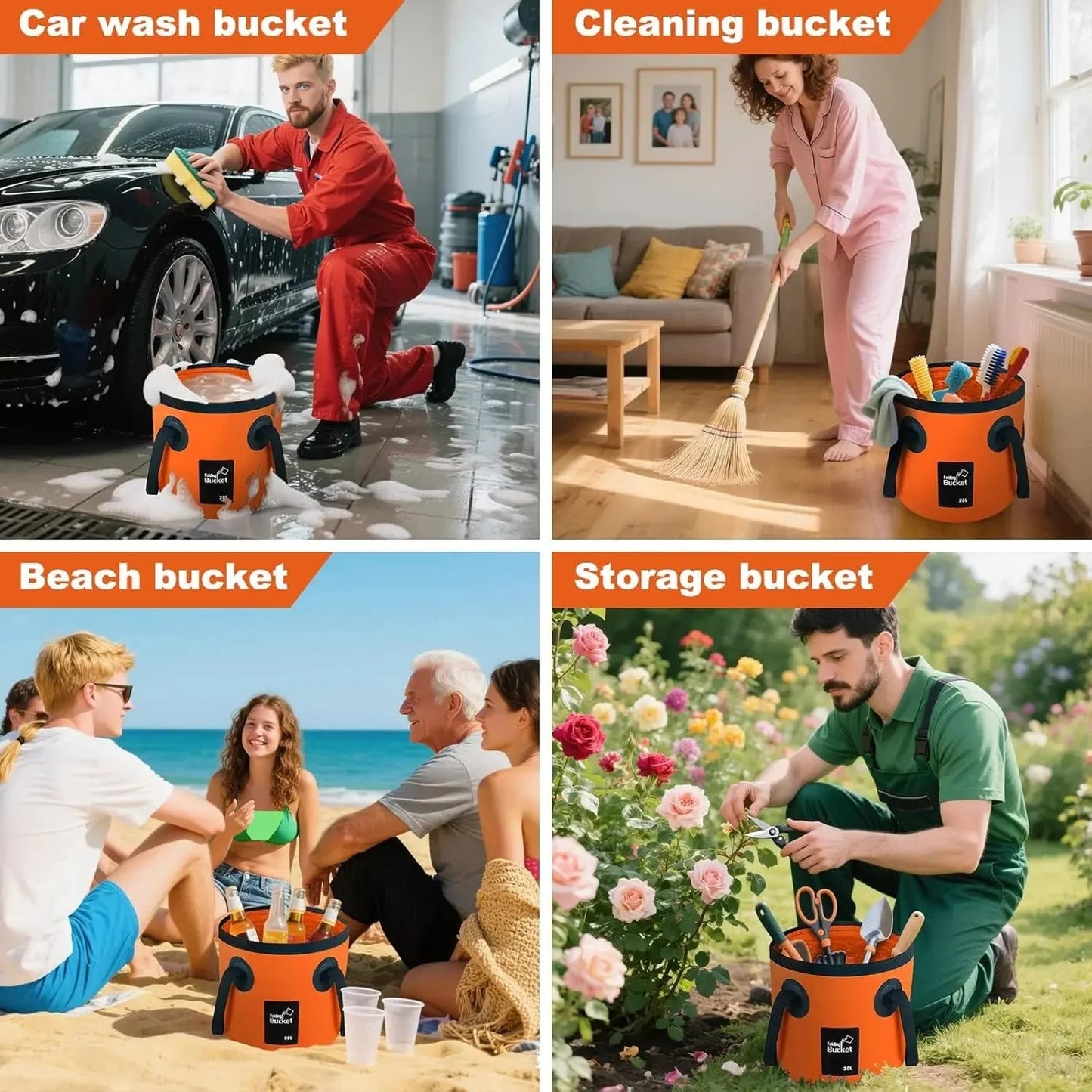 ⏰Limited Stock 60% OFF🧺💦🎣Portable Foldable Water Bucket - Perfect for Fishing, Camping, Traveling!!