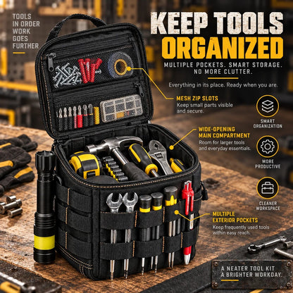 🔧 Waterproof Multi-Pocket Work Tote – Oxford Heavy-Duty Bag, Comfortable Shoulder Strap, Ideal for Trades & Professionals
