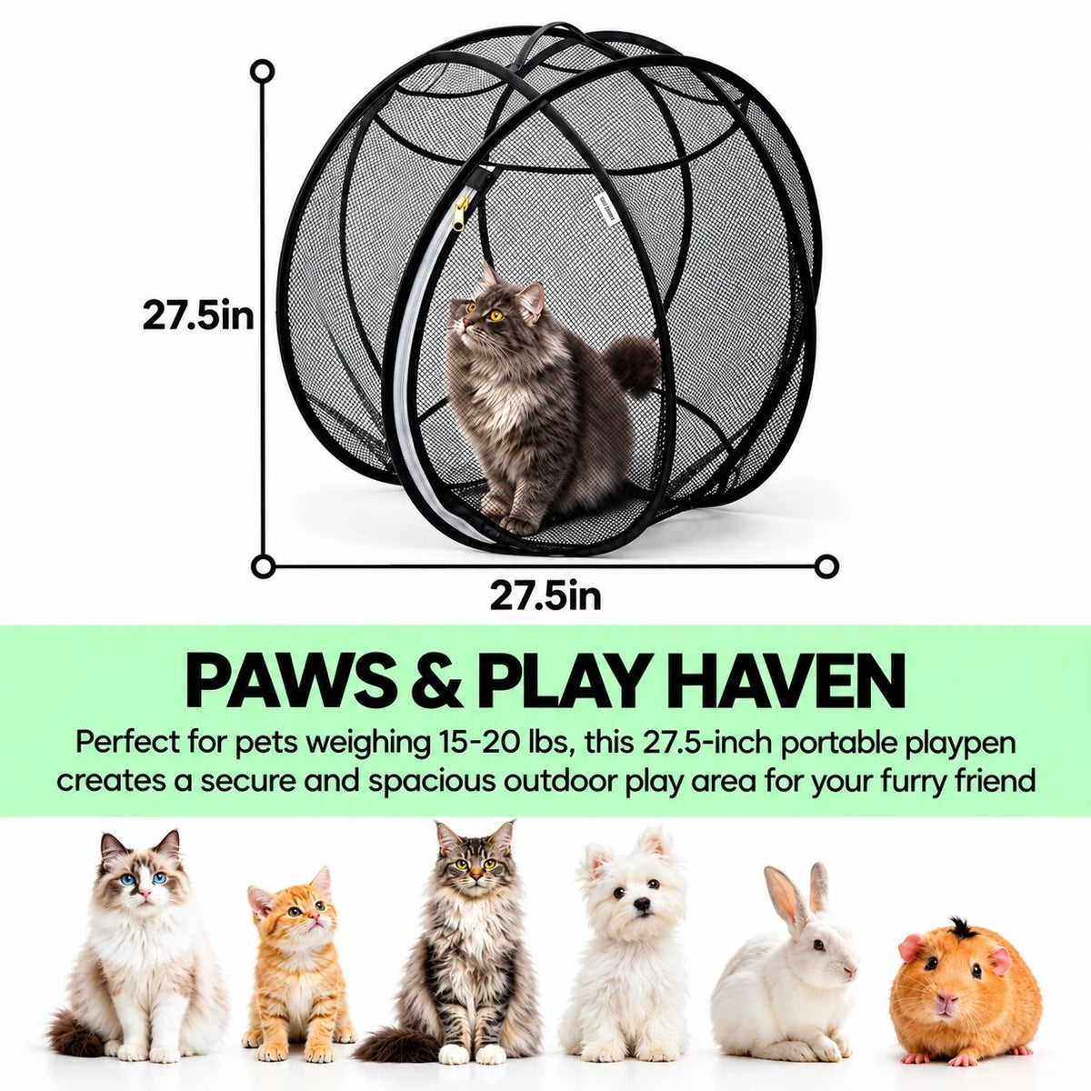 🐾 Pop-Up Outdoor Pet Playpen | Mesh Enclosure for Cats & Small Pets