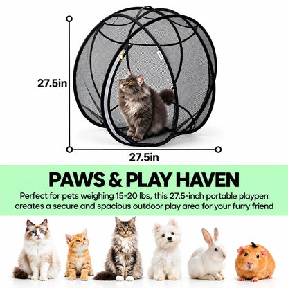 🐾 Pop-Up Outdoor Pet Playpen | Mesh Enclosure for Cats & Small Pets