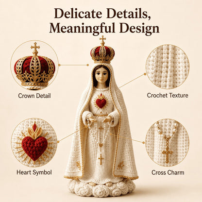 ⏳ Last Day 49% OFF – 🙏 Hand-Crocheted Praying Virgin Mary Hanging Ornament | 35 × 20 cm Handmade Yarn & Fabric Design with Crown, Beads, Crosses & Heart Details 🤍✨