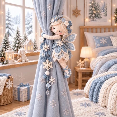 🧚✨ Fairy Hug Crochet Curtain Tiebacks – Whimsical Fairy Window Decor, Handmade Charm & Unique Gift Idea (📦Buy 2 Free Shipping)
