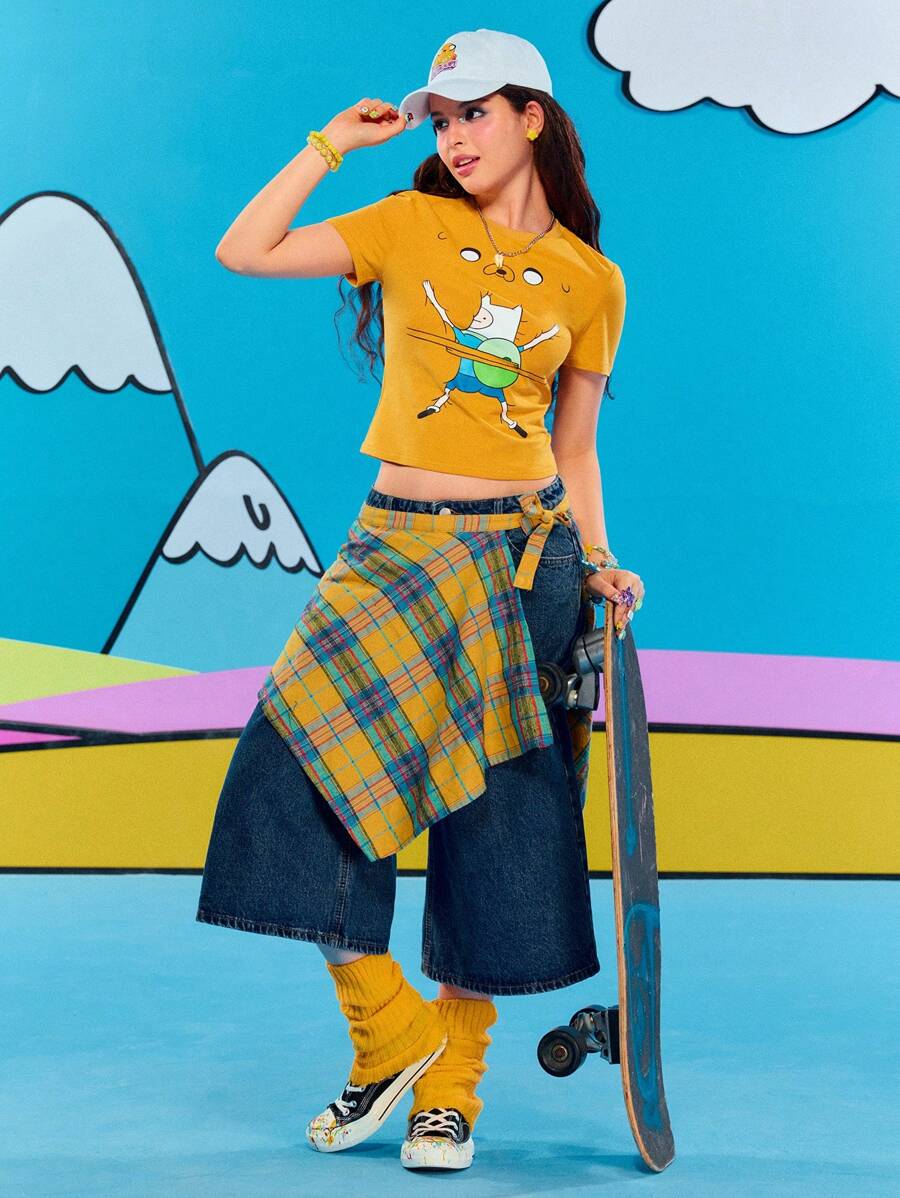 Retro Cartoon Crop Top For Women
