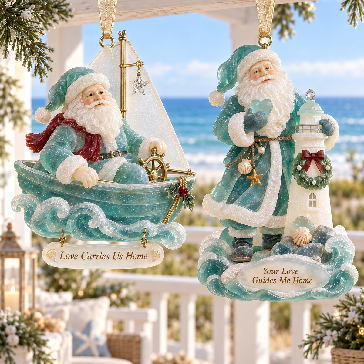 Coastal Santa Christmas Ornament