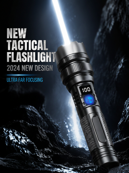 🔦 High-Power Rechargeable Zoom Flashlight – 2000LM, Power Bank & Digital Battery Display