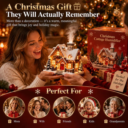❄️🎄 Christmas Cottage Humidifier – Glowing Snow Village with Soft Mist & Warm Lights ✨🎁