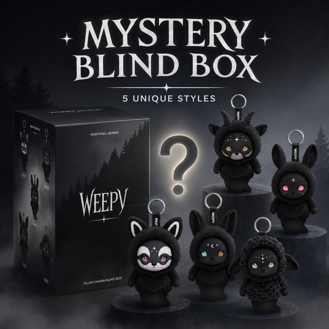 Gothic Dark Style Mystery Blind Box Plush Keychain