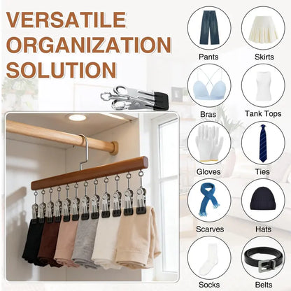 2 Pack Closet Organizer with 12 Clips, Space Saving Hangers for Clothes