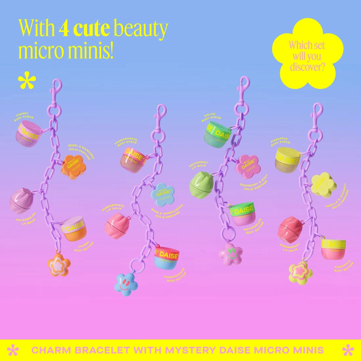 💜 Surprise Bracelet with Mini Beauty Products | Clip-On Bag Charm, Y2K Pastel Style