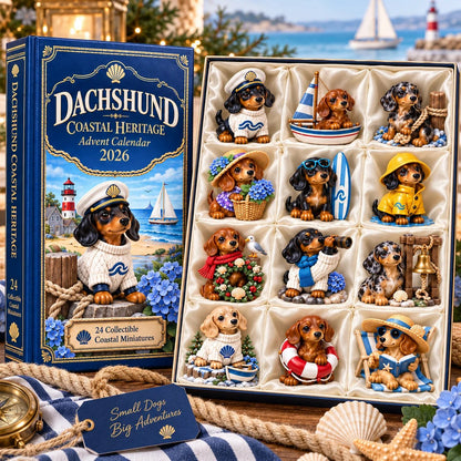 Dachshund Coastal Advent Calendar 2026 – 24 Seaside Miniatures