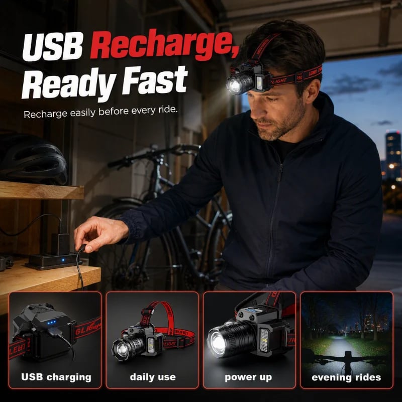 📢📢40% OFF !! ⏰Rechargeable LED Headlamp with Motion Sensor