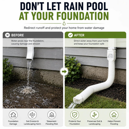 🌧️ Flexible Downspout Extension Kit – 22–63in Rainwater Drainage Pipe
