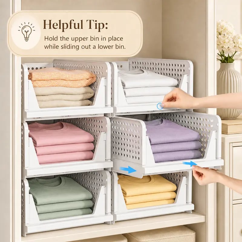 Foldable Drawer-Style Wardrobe Storage Box – Stackable Clothing & Closet Organizer