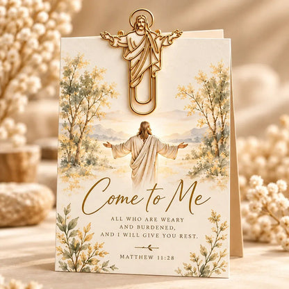 ✝️Faith-Inspired Christian Greeting Cards with Gold Scripture Paper Clips