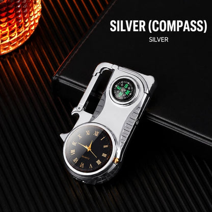 Multifunctional lighter with watch🔥 — — Watch/compass/keychain/bottle opener/cool lamp in one