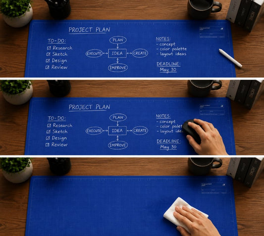 🤩The Blueprint Deskmat Includes the Blueprint Marker💻✏️ A Double-Sided Deskmat to Draw, Erase & Redraw As Needed. 🎁Buy 2 Sets Free Shipping