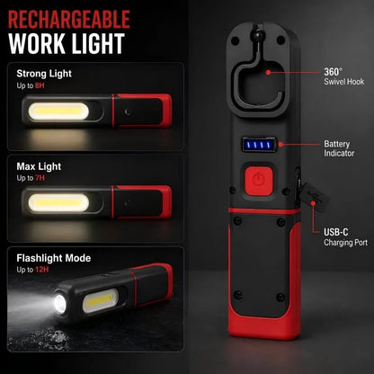 🔦 Magnetische LED Working Light USB Rechargeable Portable Inspection Trouble Light Lamp Super-Bright for Truck Car Repair