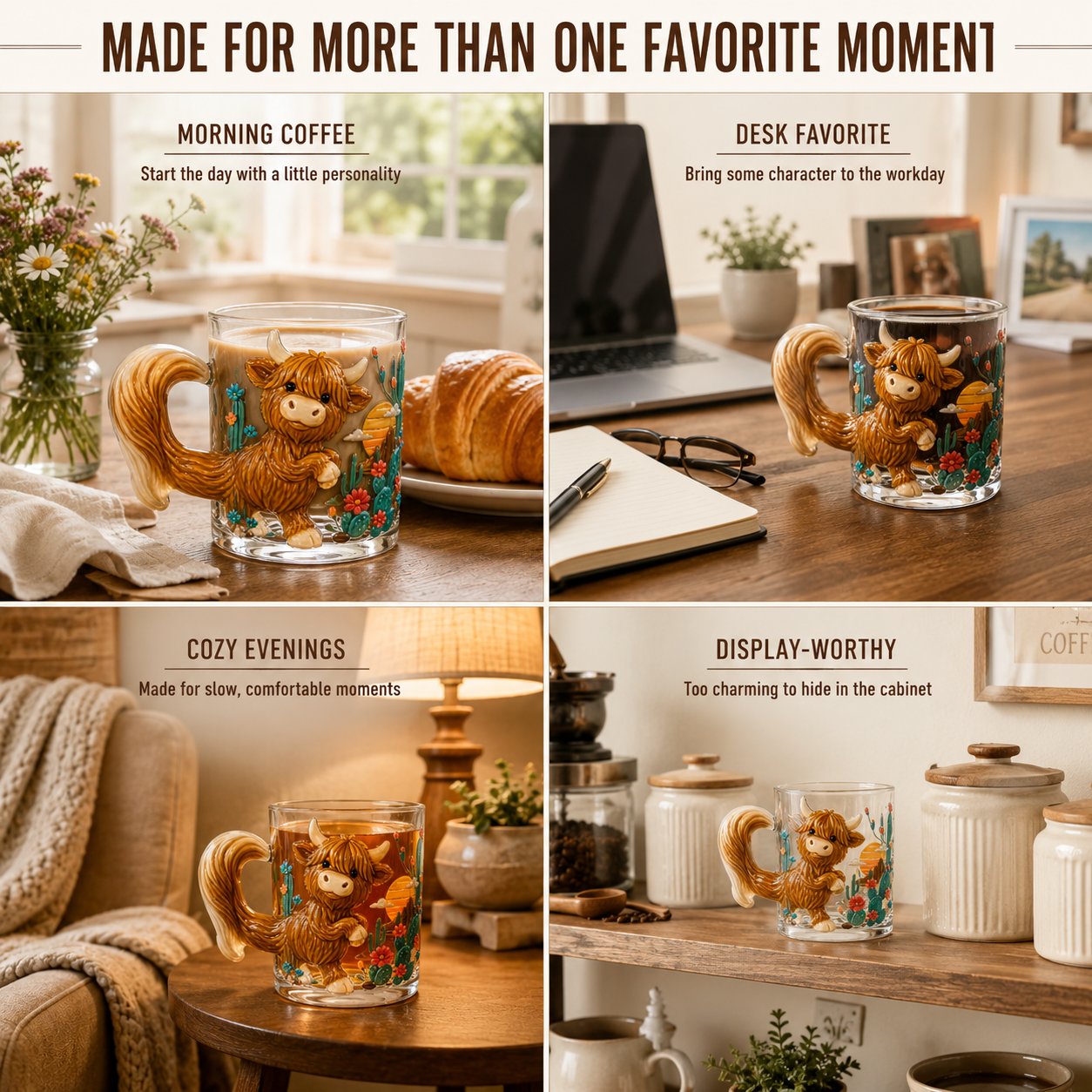 ⏳ Last Day 49% OFF – 🐾 Whimsical 3D Animal Sculpted Glass Mug Collection | 12oz Premium Clear Glass with Raised Animal Figures, Character-Specific Details & Playful Sculptural Accents ✨