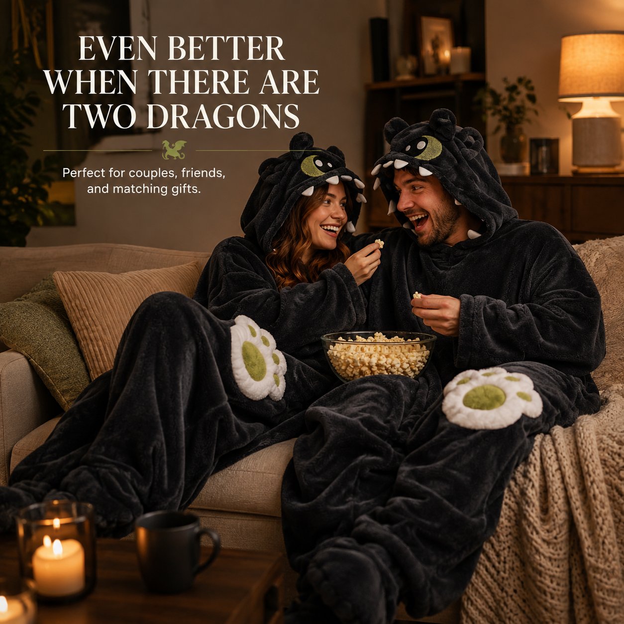 Cozy Dragon Hooded Onesie — Unisex Fantasy Pajamas & Costume ✨