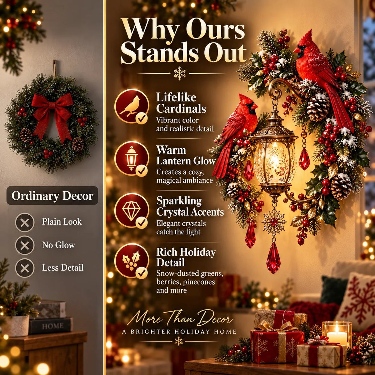 🔥Buy 2 Get 20% OFF🔥Cardinal Christmas Lantern Glow™ – Lighted Holiday Wall Decor