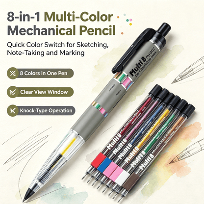 Multi‐Color Mechanical Pencil, 8‐in‐1 Rotating Select Color Pencil