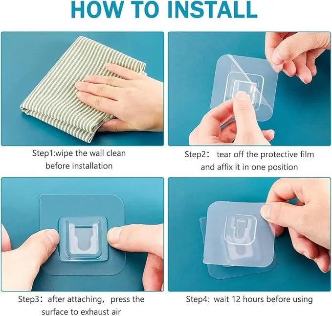 10-Pair Double-Sided Adhesive Wall Mounted Hooks