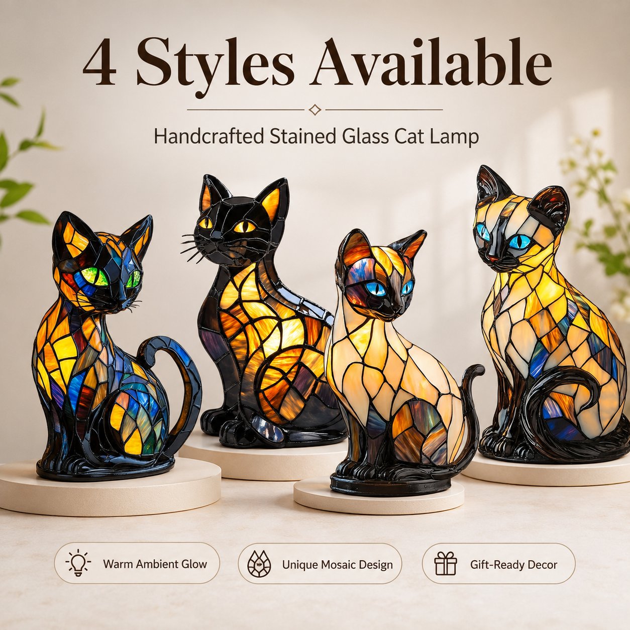 🐾 A Stained-Glass Cat Lamp That Makes Any Room Feel Magical ✨