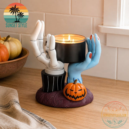 The Nightmare Before Christmas Jack Skellington & Sally Hands Candle Holder