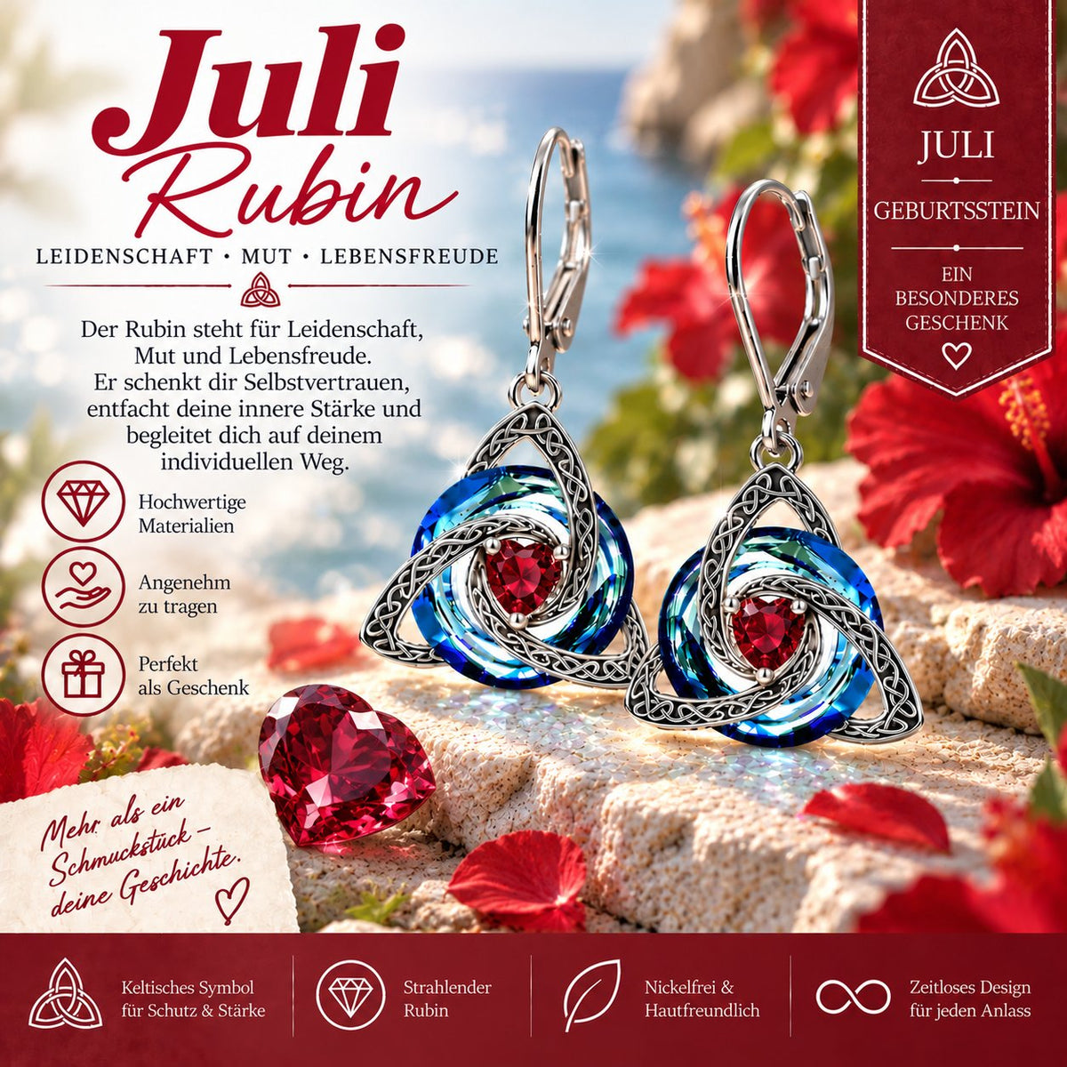 ✨ Celtic birthstone earrings – Timeless elegance with personal meaning