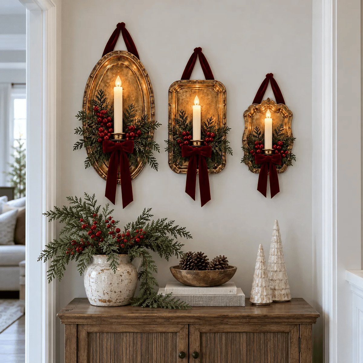 Heritage Glow Christmas Wall Candle Sconce