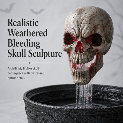 💀14" Bleeding Skull Fountain | Flowing Blood + Red LED Glowing Eyes 🏚️ Haunted House Halloween Party Decor Prop
