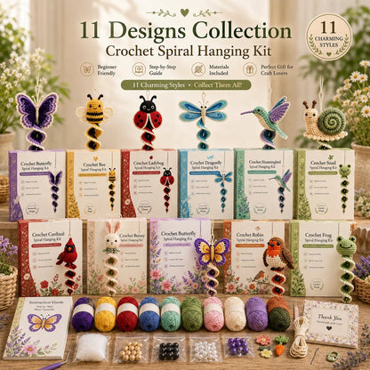🔥LAST DAY 50% OFF - 🎁Crochet Spiral Hanging Kit – Beginner-Friendly DIY Garden Animal Decor 🧶🌿