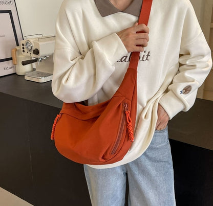 🏆5k sold this week!🔥Designer Direct Sales👜Women's Fashion Plain Color Nylon Crossbody Hobo Bag