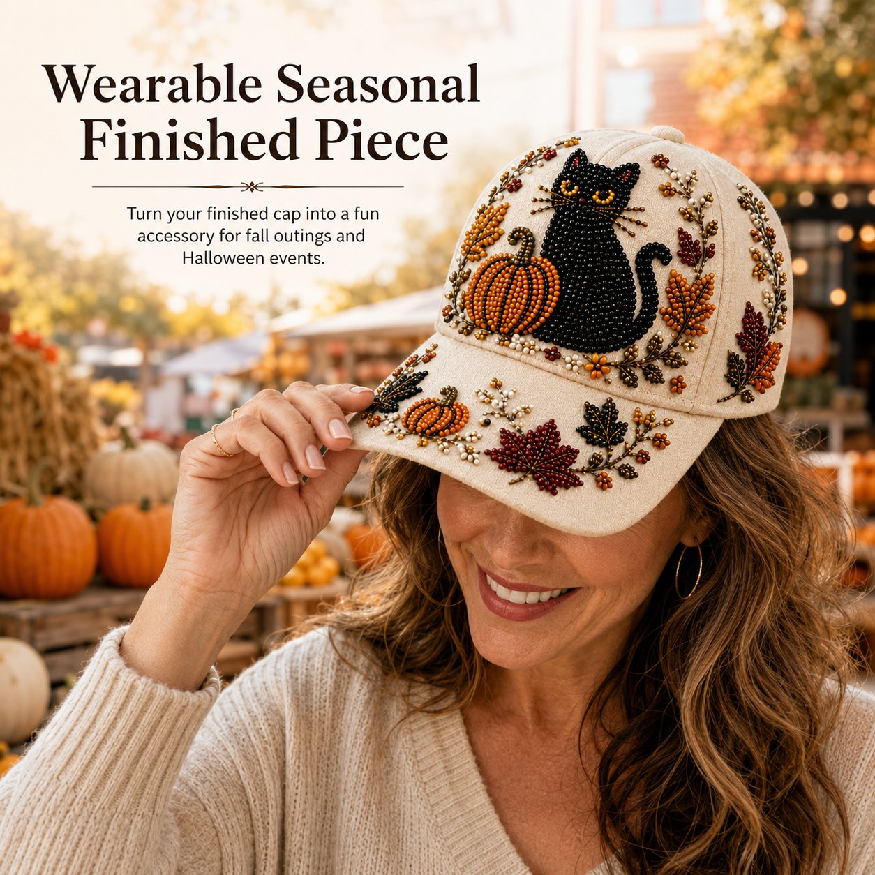 Halloween Beaded Embroidery Hat DIY Kit