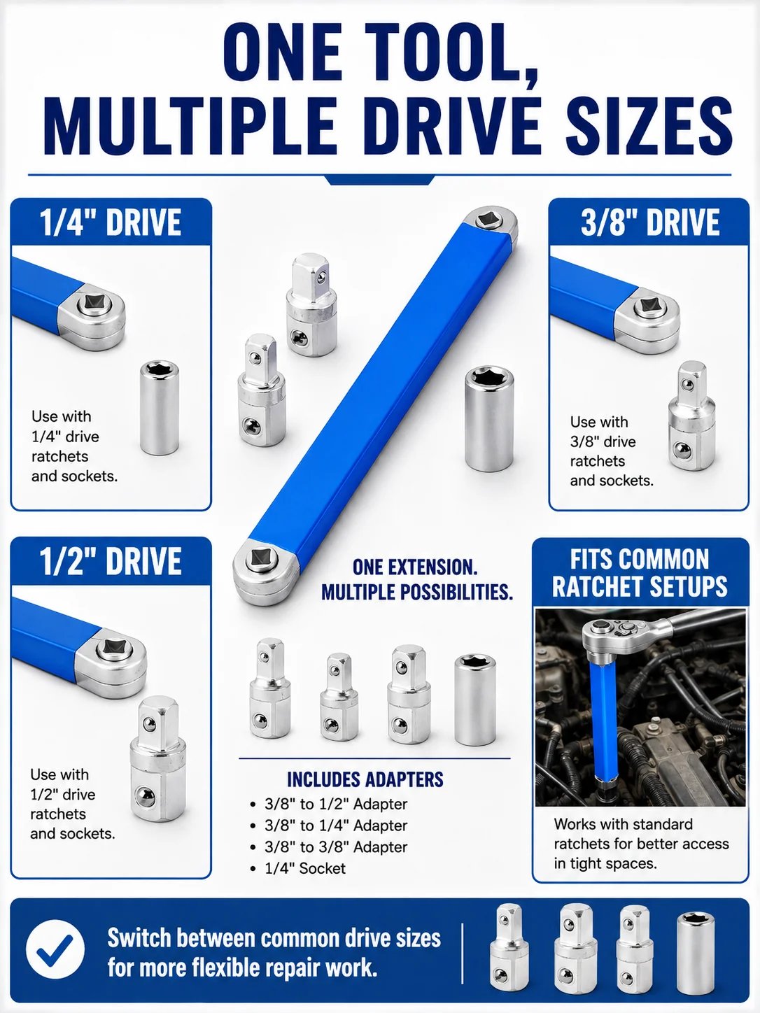🎉🔧 Tool Deal ⚡ Impact-Ready Offset Wrench Extender with Universal Drive Adapters for Tight Spaces 🛠️