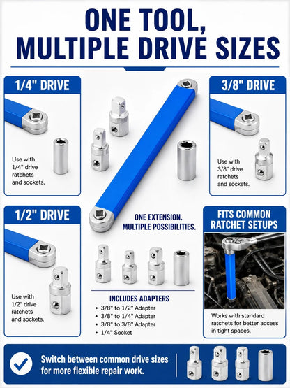 🎉🔧 Tool Deal ⚡ Impact-Ready Offset Wrench Extender with Universal Drive Adapters for Tight Spaces 🛠️