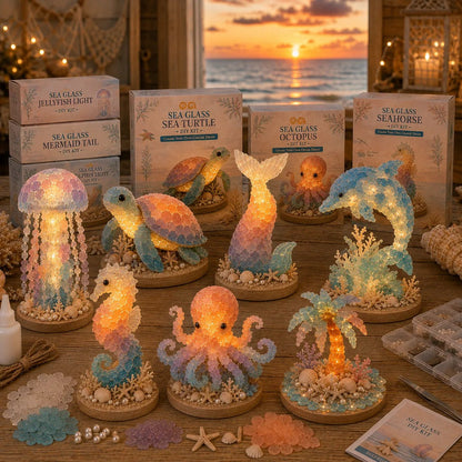 ⏳ Last Day 49% OFF – 🌊 Beginner-Friendly DIY Glowing Sea Glass-Style Ocean Art Kit Collection | Complete Kit with Sea Glass-Style Pieces, LED Lights & Step-by-Step Guide Included 💕