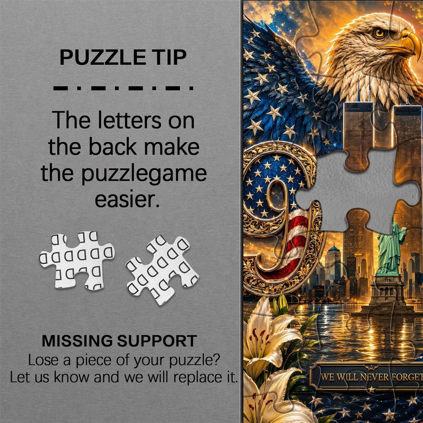 🧩🦅Never Forget 9/11 Jigsaw Puzzle 1000 Pieces
