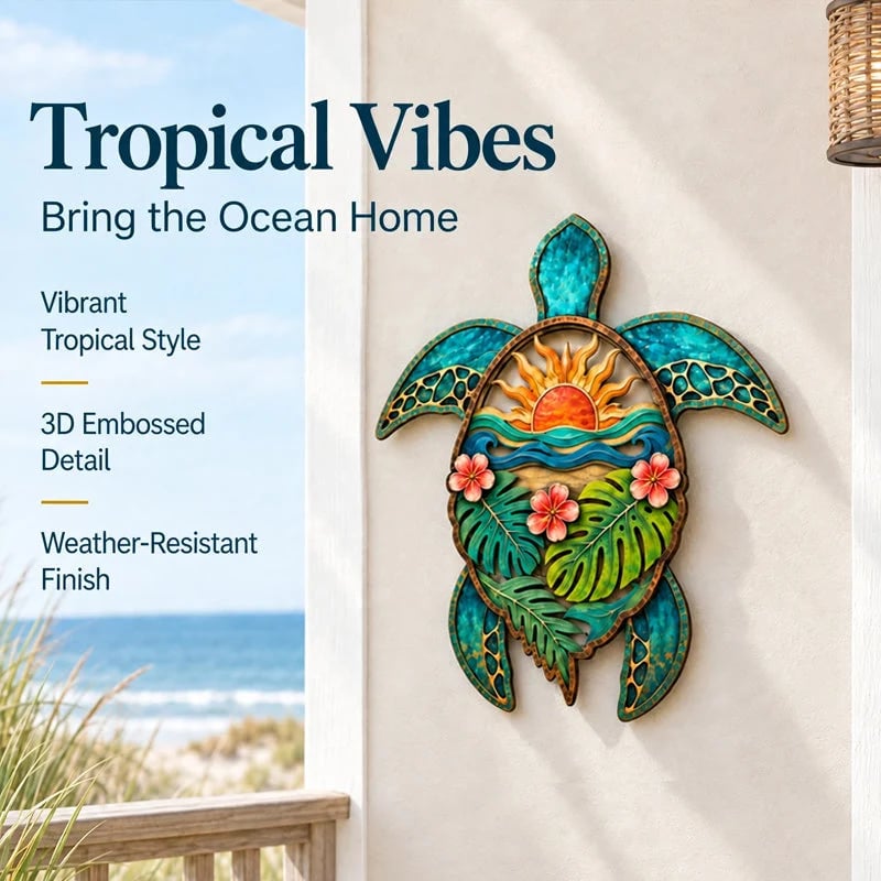 🏖️Tropical Sea Turtle Sunset Wall Decor